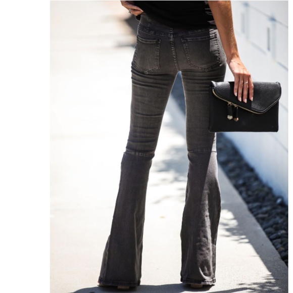 GINGER Black Distressed Bell Bottom Jeans - Picture 4 of 6